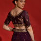 Rajwada Wine Embroidered Georgette Saree With Unstitched Blouse For Women