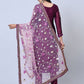 Rajwada Women Purple Embroidered Georgette Semi Stitched Salwar Suit