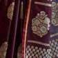 Rajwada Wine Satin Woven Saree With Unstitched Blouse For Women