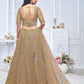 Rajwada Brown Soft Net Embellished Semi-Stitched Lehenga With Unstitched Blouse For Women