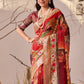 Rajwada Red Linen Cotton Printed Saree For Women