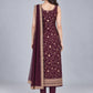 Wine Net Embellished Kurta Set