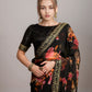 Rajwada Black Georgette Printed Saree For Women