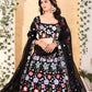 Rajwada Black Georgette Embroidered Semi-Stitched lehenga For Women