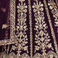 Rajwada Wine Net Sequence Embroidered Semi-Stitched Lehenga For Women