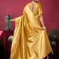Rajwada Yellow Silk Blend Solid Saree For Women