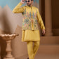 Rajwada Yellow Silk Blend Embroidered Stitched Kurta Set For Men