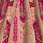 Rajwada Peach Banarasi Silk Embroidered Semi-Stitched Lehenga For Women
