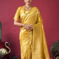 Rajwada Yellow Silk Blend Solid Saree For Women