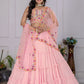 Rajwada Pink Georgette Embroidered Semi-Stitched lehenga For Women