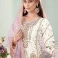 Rajwada White Georgette Embellished Semi Stitched Kurta Set For Women