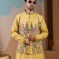 Rajwada Yellow Silk Blend Embroidered Stitched Kurta Set For Men