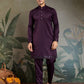 Rajwada Purple Silk Blend Embroidered Stitched Kurta Set For Men
