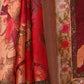 Rajwada Red Linen Cotton Printed Saree For Women