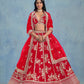 Rajwada Red Art Silk Embroidered Semi-Stitched lehenga For Women