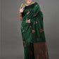 Rajwada Dark Green Silk Blend Woven Saree For Women