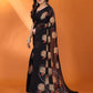 Rajwada Black Silk Blend Floral Print Saree For Women