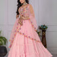 Rajwada Pink Georgette Embroidered Semi-Stitched lehenga For Women