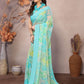 Rajwada Aqua Blue Georgette Printed Saree For Women