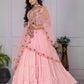 Rajwada Pink Georgette Embroidered Semi-Stitched lehenga For Women