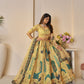 Rajwada Yellow Soft Net Embroidered Semi-Stitched Lehenga For Women