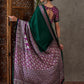 Rajwada Green And Purple Silk Blend Printed Elegant Saree For Women