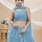 Rajwada Sky Blue Georgette Embroidered Semi-Stitched Lehenga For Women