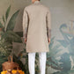 Rajwada Ivory Viscose Silk Embroidered Stitched Kurta For Men