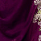 Rajwada Wine Organza Embroidered Solid Saree For Women