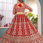 Rajwada Red Net Sequence Embroidered Semi-Stitched Lehenga For Women