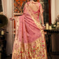 Rajwada Pink Cotton Blend Solid Saree For Women