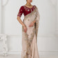 Rajwada Off White Viscose Silk Embroidered Saree For Women