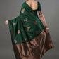 Rajwada Dark Green Silk Blend Woven Saree For Women