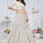 Rajwada White Soft Net Embellished Semi-Stitched Lehenga With Unstitched Blouse For Women