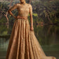 Rajwada Golden Beige Net Embellished Semi-Stitched Lehenga For Women