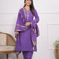 Rajwada Purple Silk Blend Embroidered Stitched Kurta Set For Women