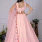 Rajwada Pink Georgette Embroidered Semi-Stitched lehenga For Women