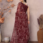 Rajwada Maroon Georgette Printed Saree With Unstitched Blouse For Women