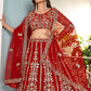 Rajwada Red Net Sequence Embroidered Semi-Stitched Lehenga For Women