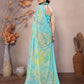 Rajwada Aqua Blue Georgette Printed Saree For Women
