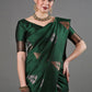 Rajwada Dark Green Silk Blend Woven Saree For Women