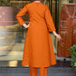 Rajwada Orange Chanderi Embriodered Stitched Kurta Set For Women