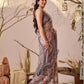 Rajwada Grey Linen Cotton Printed Saree For Women