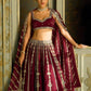 Rajwada Maroon Silk Blend Embroidered Semi-Stitched Lehenga For Women