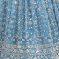 Rajwada Sky Blue Georgette Embroidered Semi-Stitched Lehenga For Women
