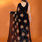 Rajwada Black Silk Blend Floral Print Saree For Women