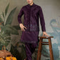 Rajwada Purple Silk Blend Embroidered Stitched Kurta Set For Men