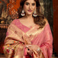 Rajwada Pink Cotton Blend Solid Saree For Women