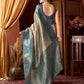 Rajwada Teal Blue And Grey Silk Blend Printed Saree For Women