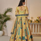 Rajwada Yellow Soft Net Embroidered Semi-Stitched Lehenga For Women